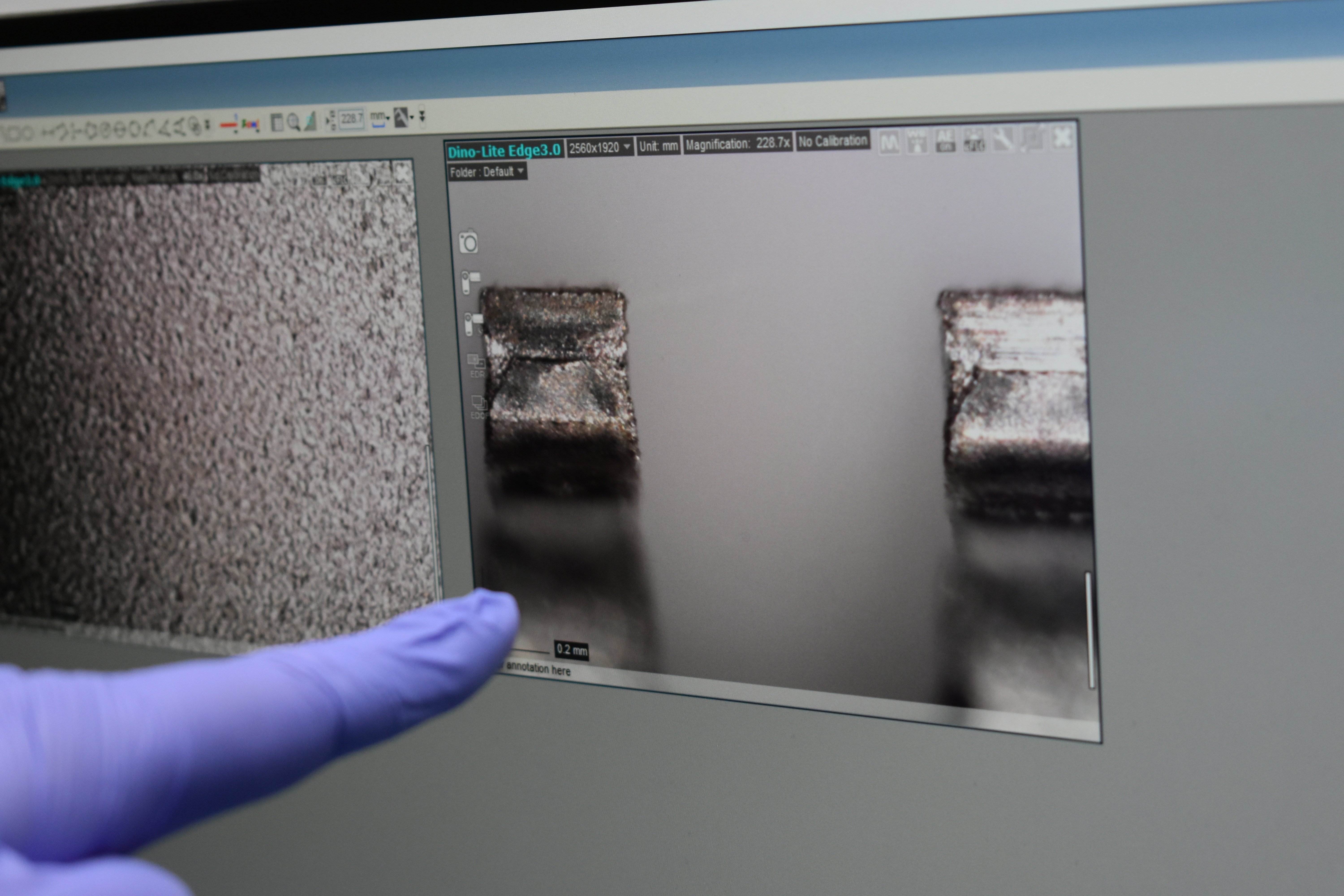 Component Sense Quality Inspector analysing a component under a microscope.