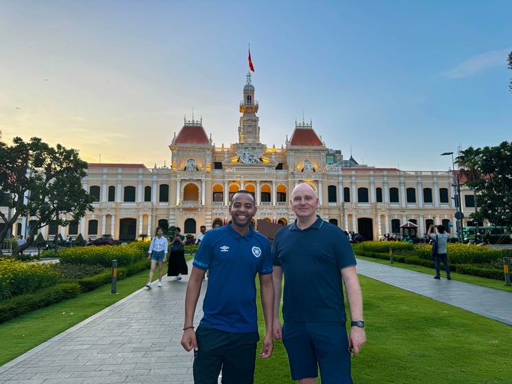 Kenny McGee and Ben Dent from Component Sense in Vietnam visiting electronic manufacturers there.