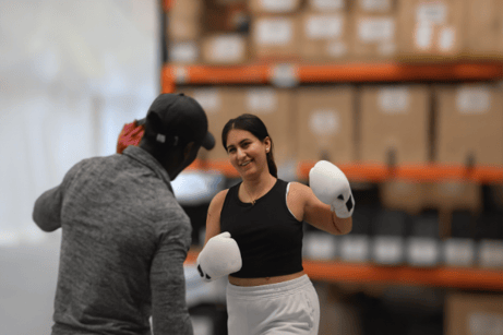 Ash Arya, junior marketer, boxing with Bamba, personal trainer.