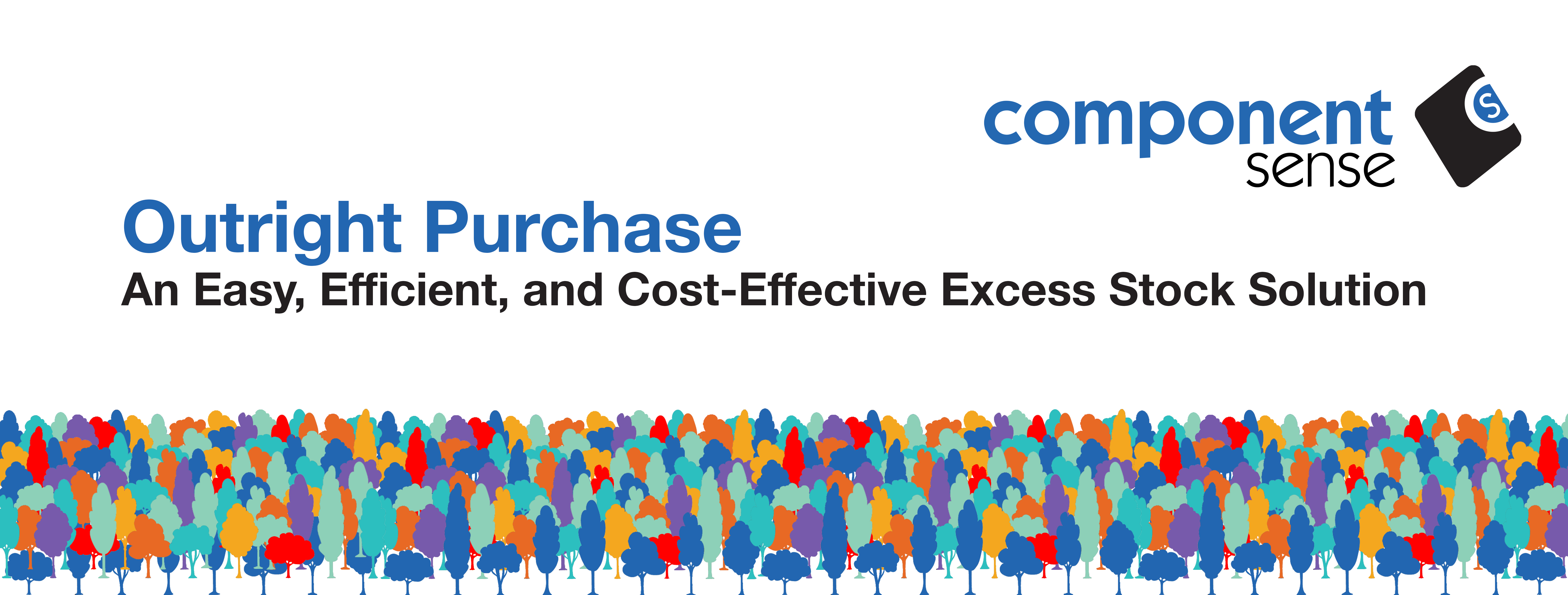 Component Sense Outright Purchase Blog Banner with coloured trees on a white background.