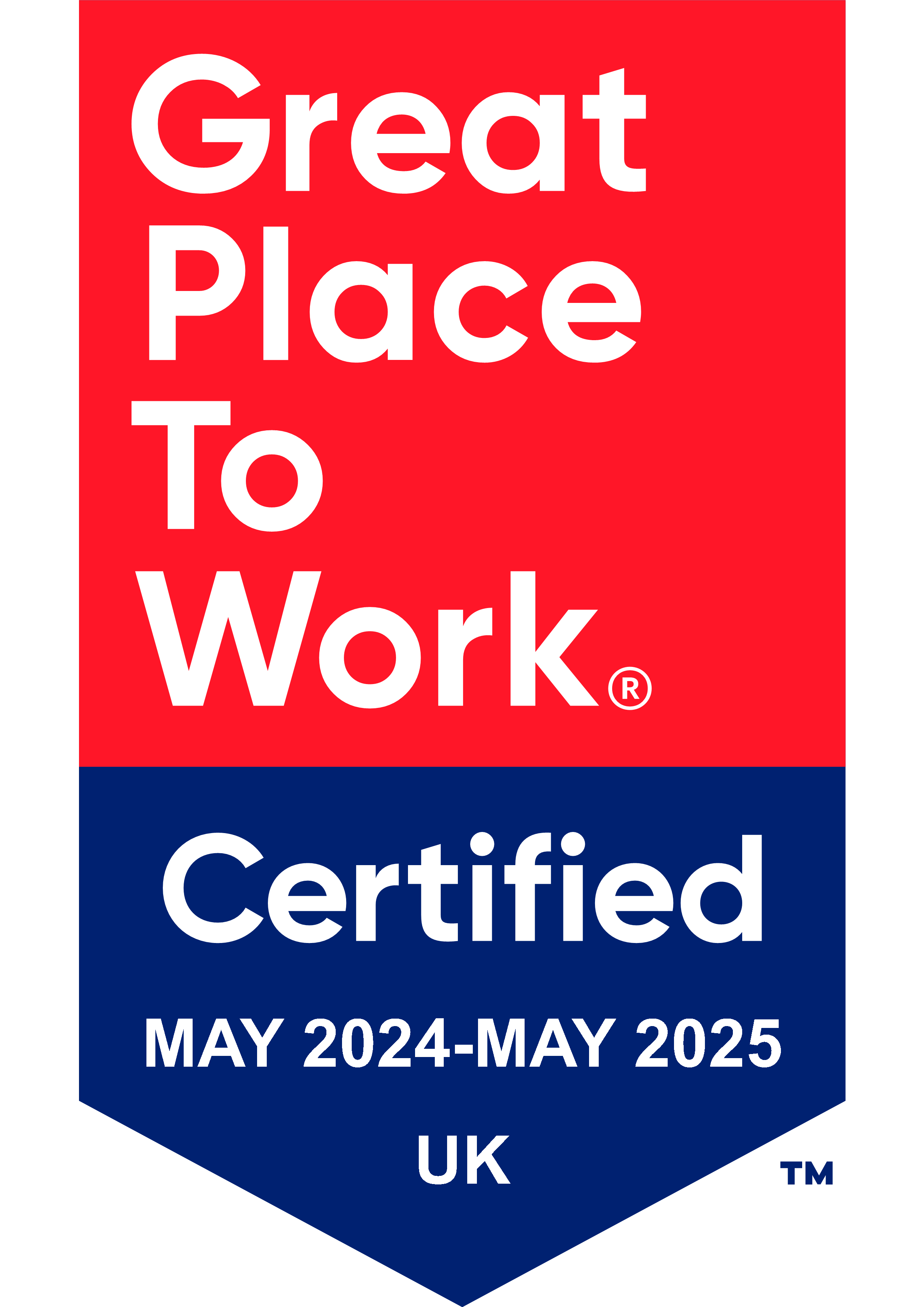 Great Place to Work blue and red banner